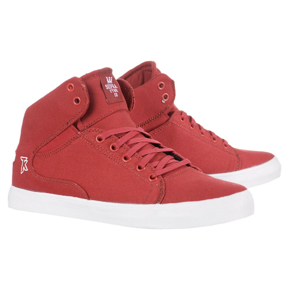 Chaussures de Skate Supra Society Mid Rouge Red Homme | UXZ-95967248